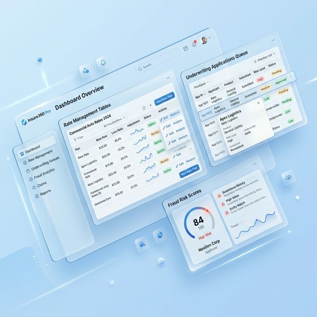 Insurance platform dashboard interface