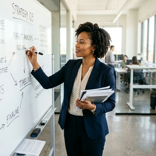 Insurance professional presenting a digital strategy